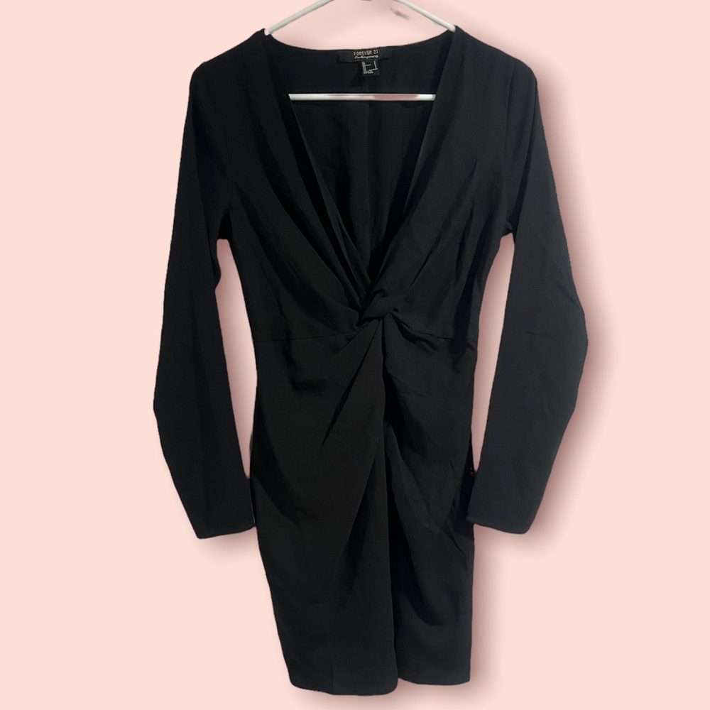 Forever 21 Contemporary Black Pre Wrapped Dress Size S